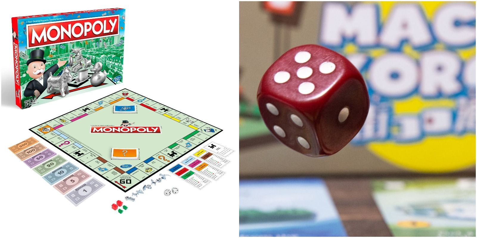Monopoly And Machi Koro 2 Being Played Components In Box On Table Board Game