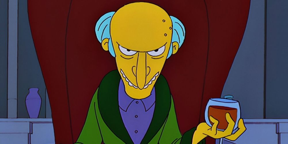 Mr Burns sat at his desk in the Simpsons