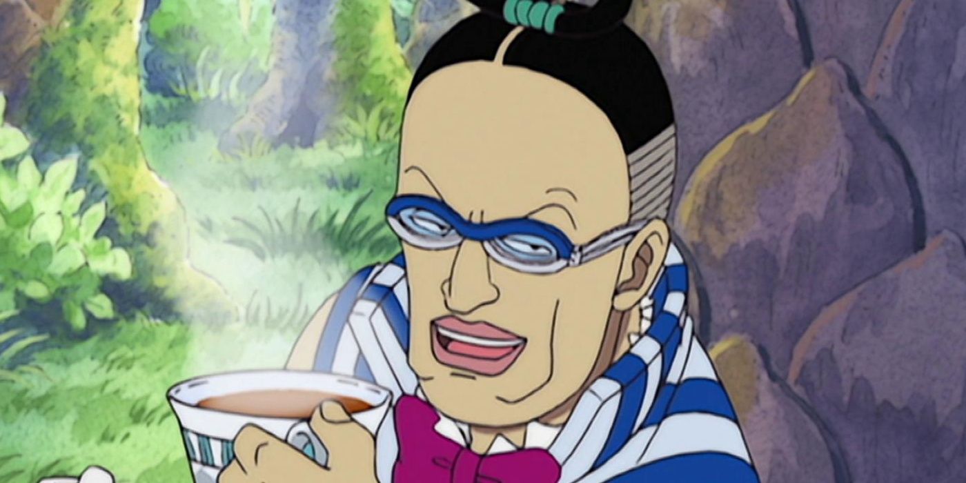 Mr. 3 drinks tea in One Piece