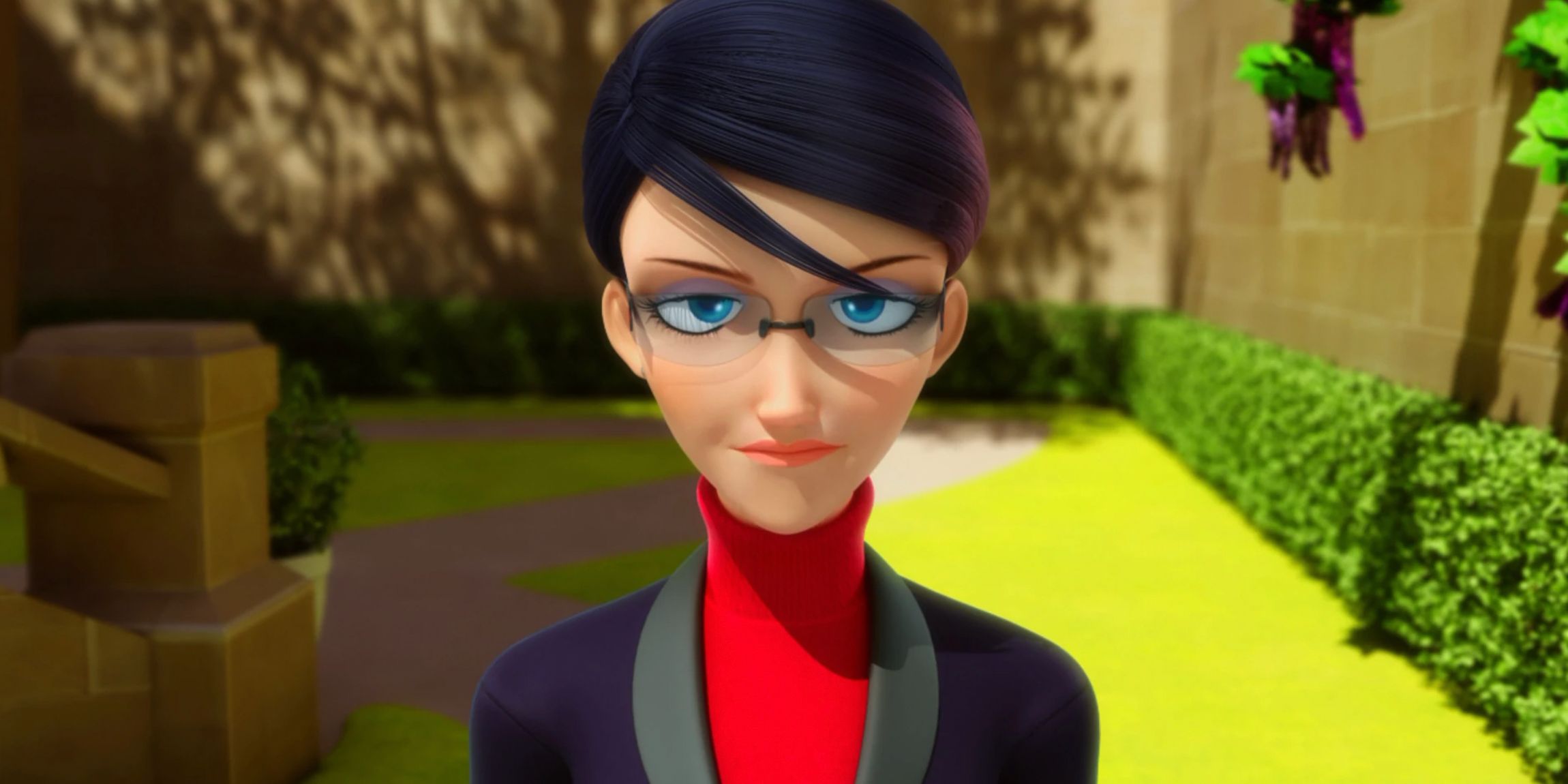 Nathalie stands in a courtyard in Miraculous Ladybug