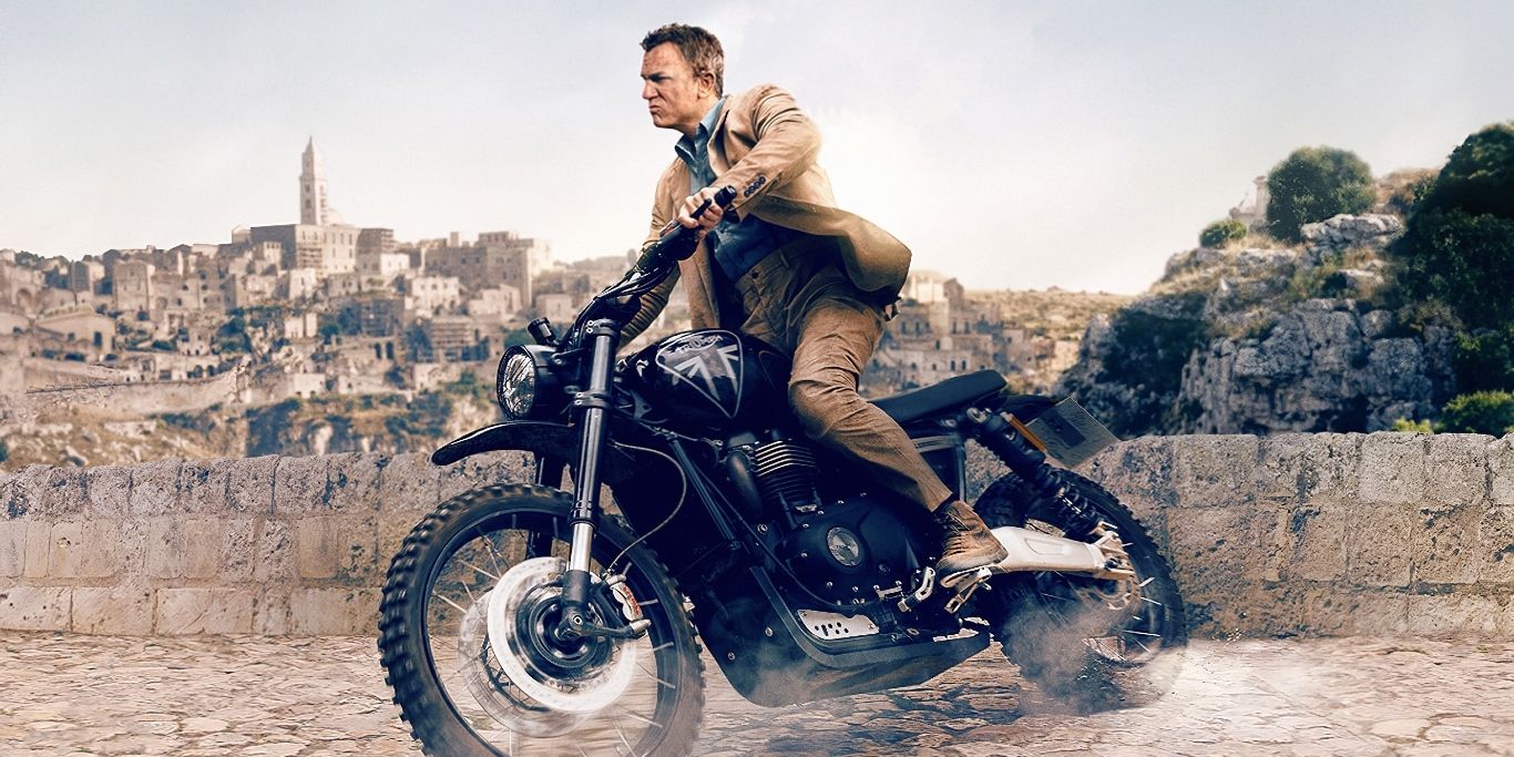 James Bond fights through Mantera on a motorbike in No Time to Die movie