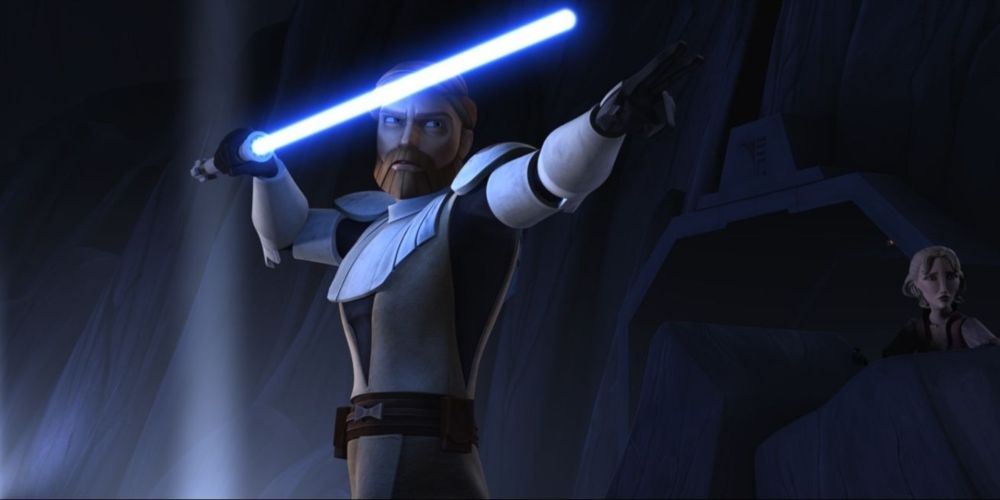 Obi-Wan defends Satine on Mandalore in Star Wars: The Clone Wars