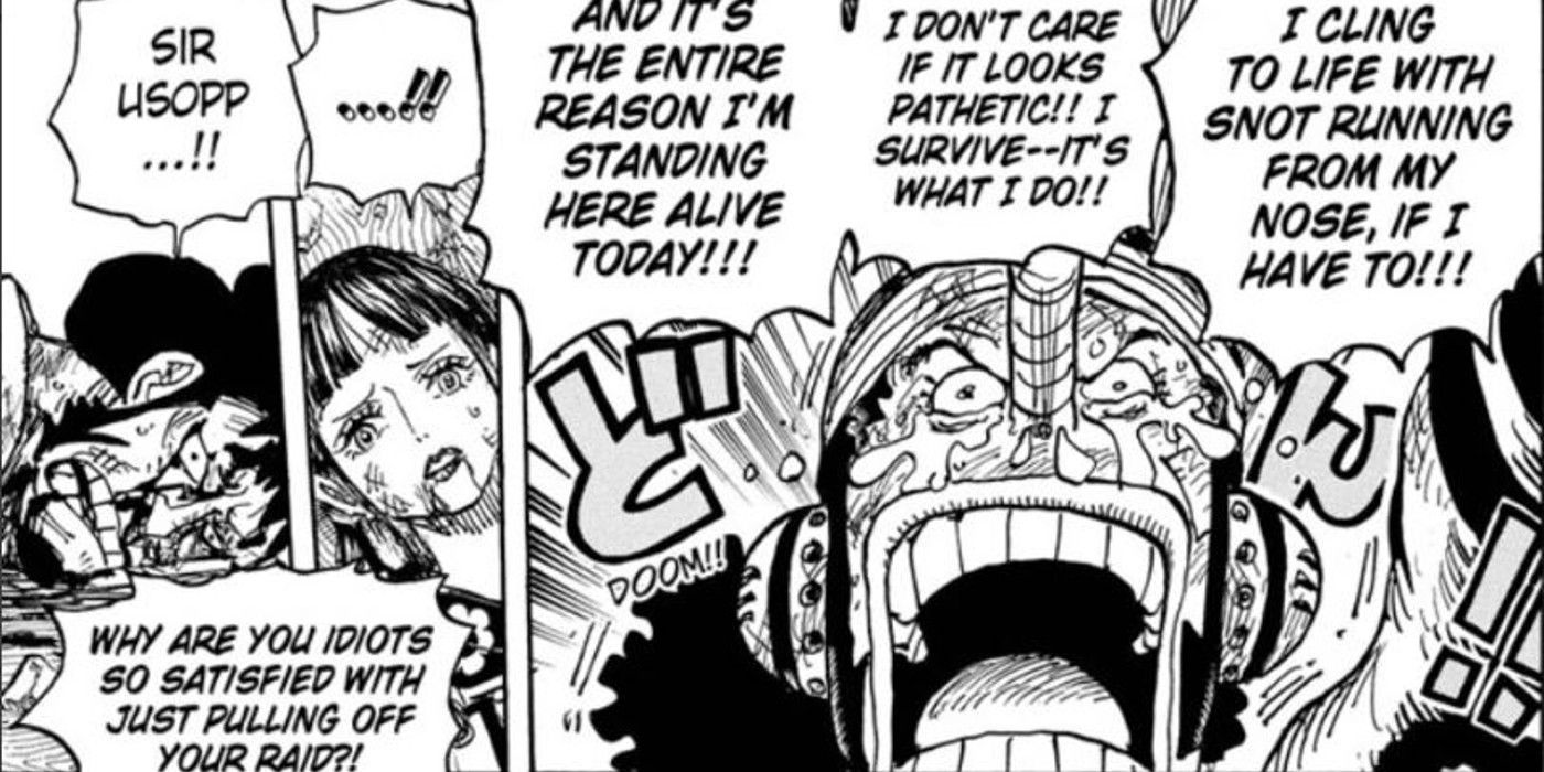 One Piece Chapter 1036: Usopp's Cowardice Protects Kin'emon and Kiku