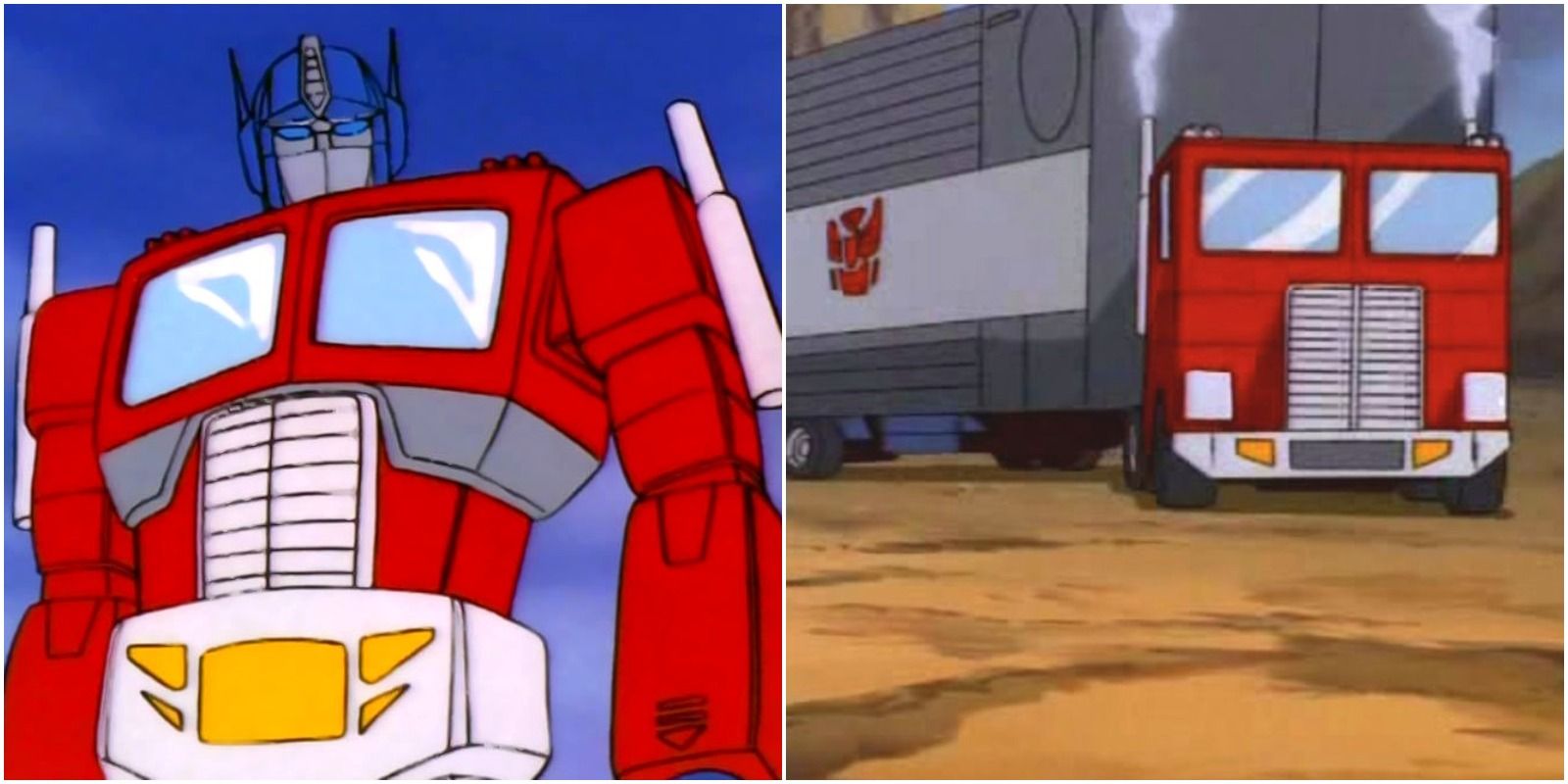 G1 Optimus Prime as a Robot and as a Truck with his Trailer from the cartoon