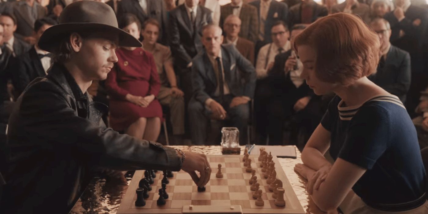 Beth Harmon (played by Anya Taylor-Joy) plays chess in The Queen's Gambit