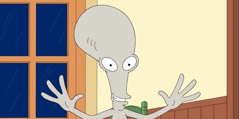 Roger pressed against a window in American Dad