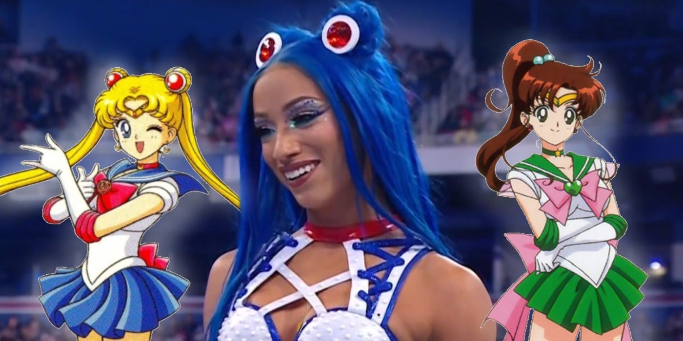 Sasha Banks in a Sailor Moon-inspired outfit at the Royal Rumble