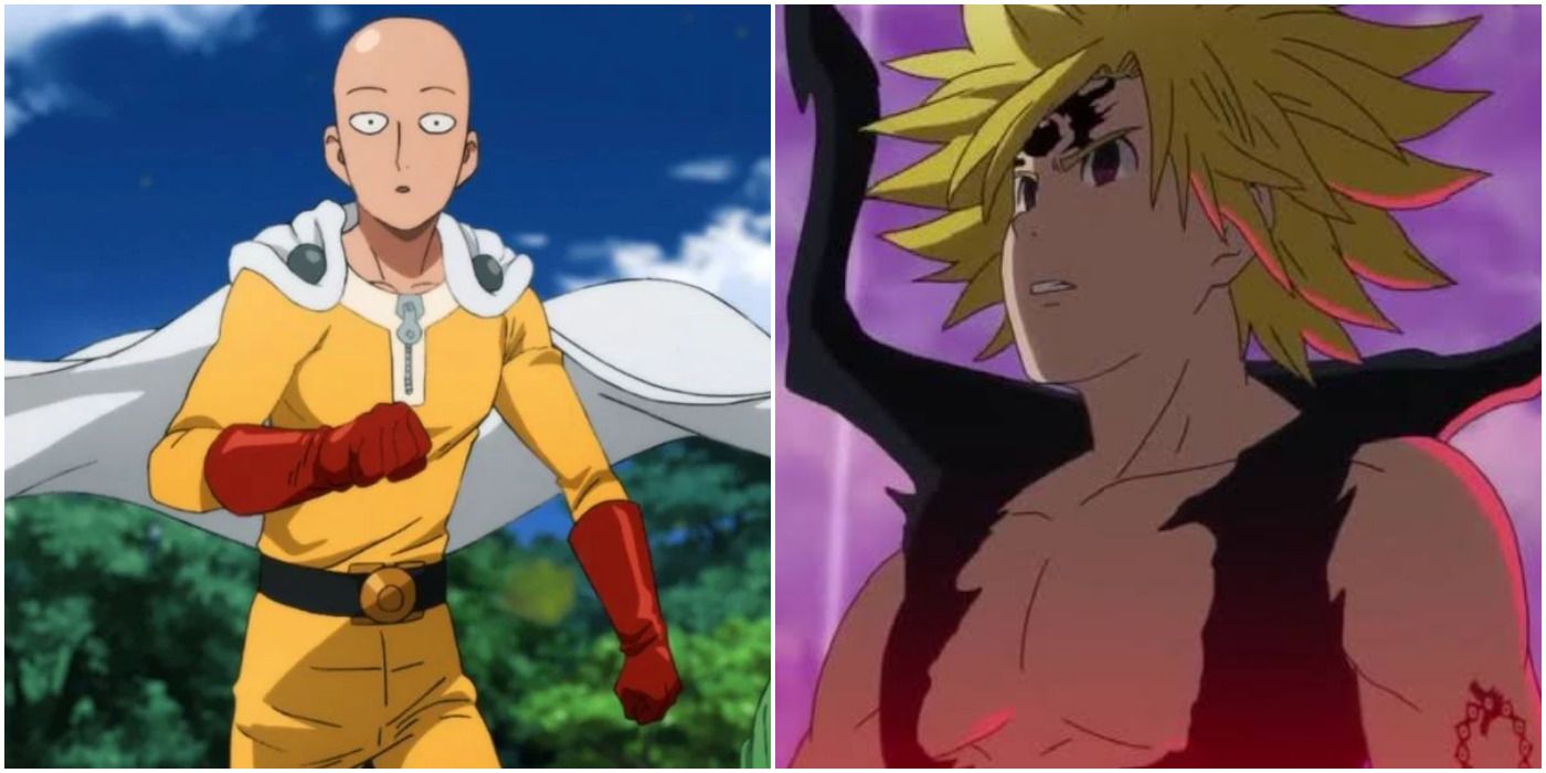 Saitama and Meliodas from one punch man and the seven deadly sins