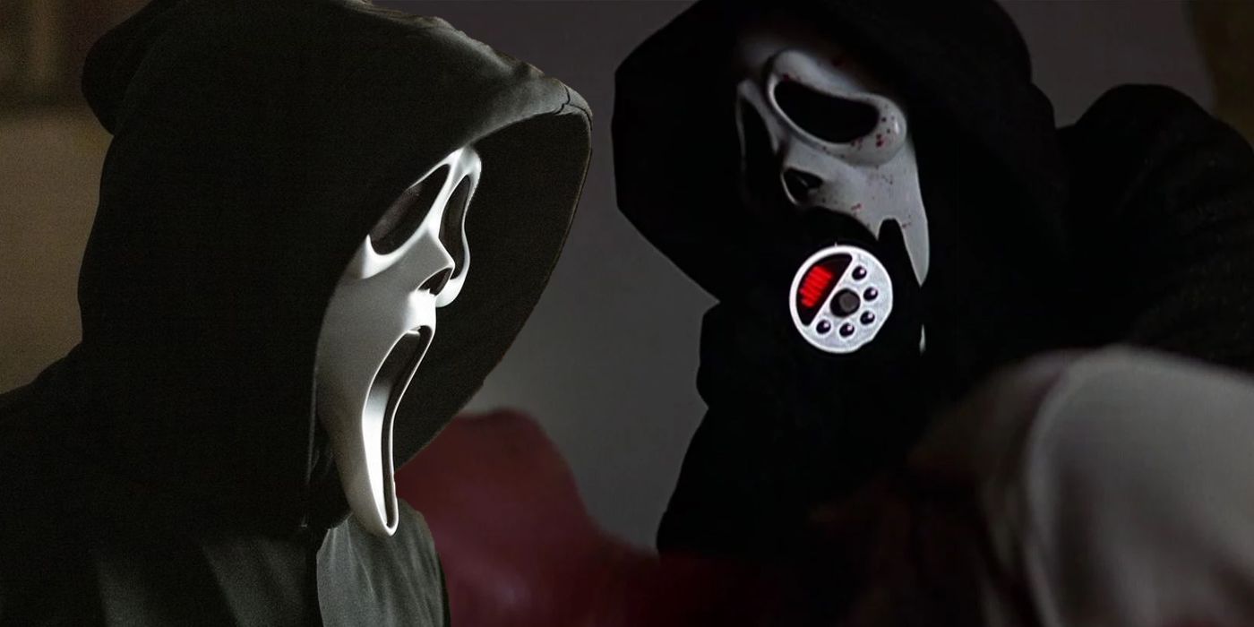 Ghostface using the voice changer split image