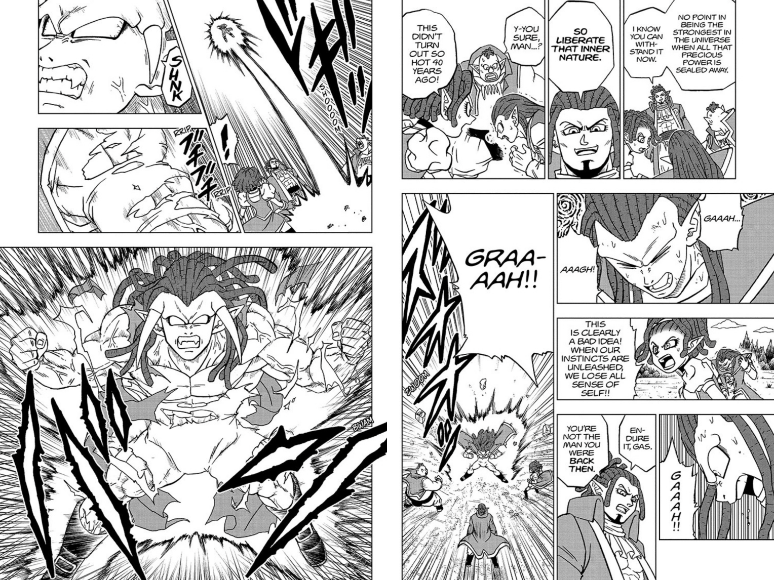 Gas reveals his new form in Dragon Ball Super Chapter 80.