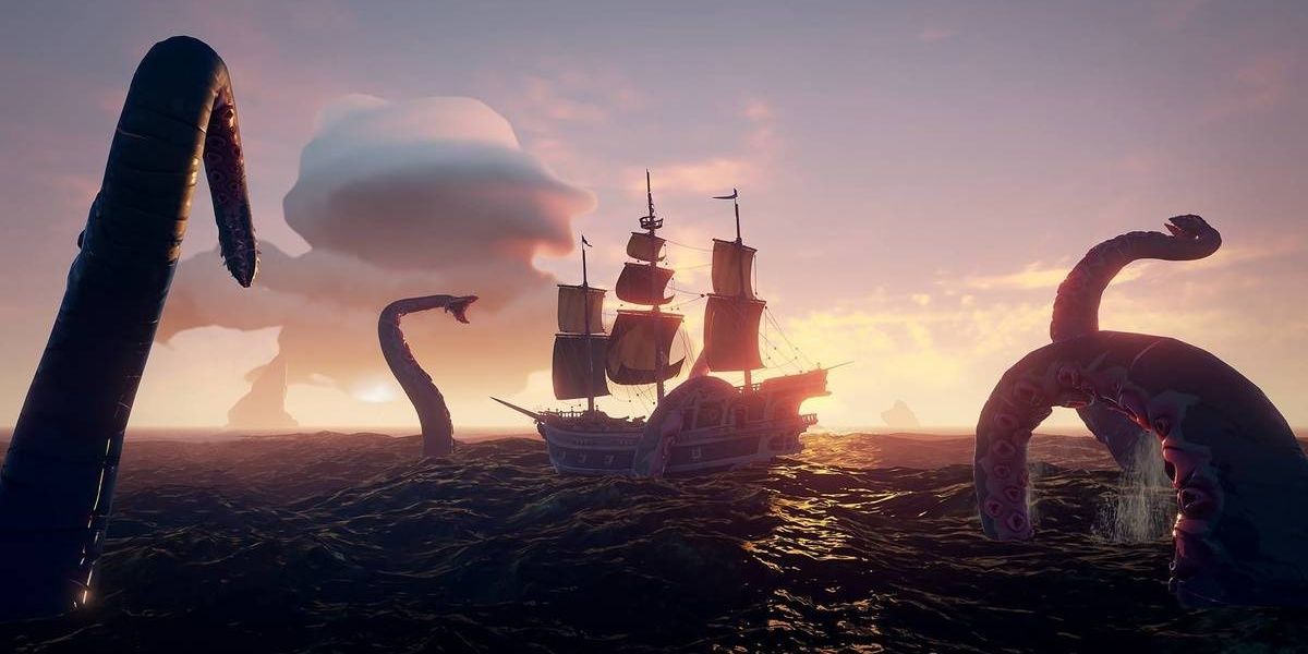 Sea of Thieves Kraken attacking ship