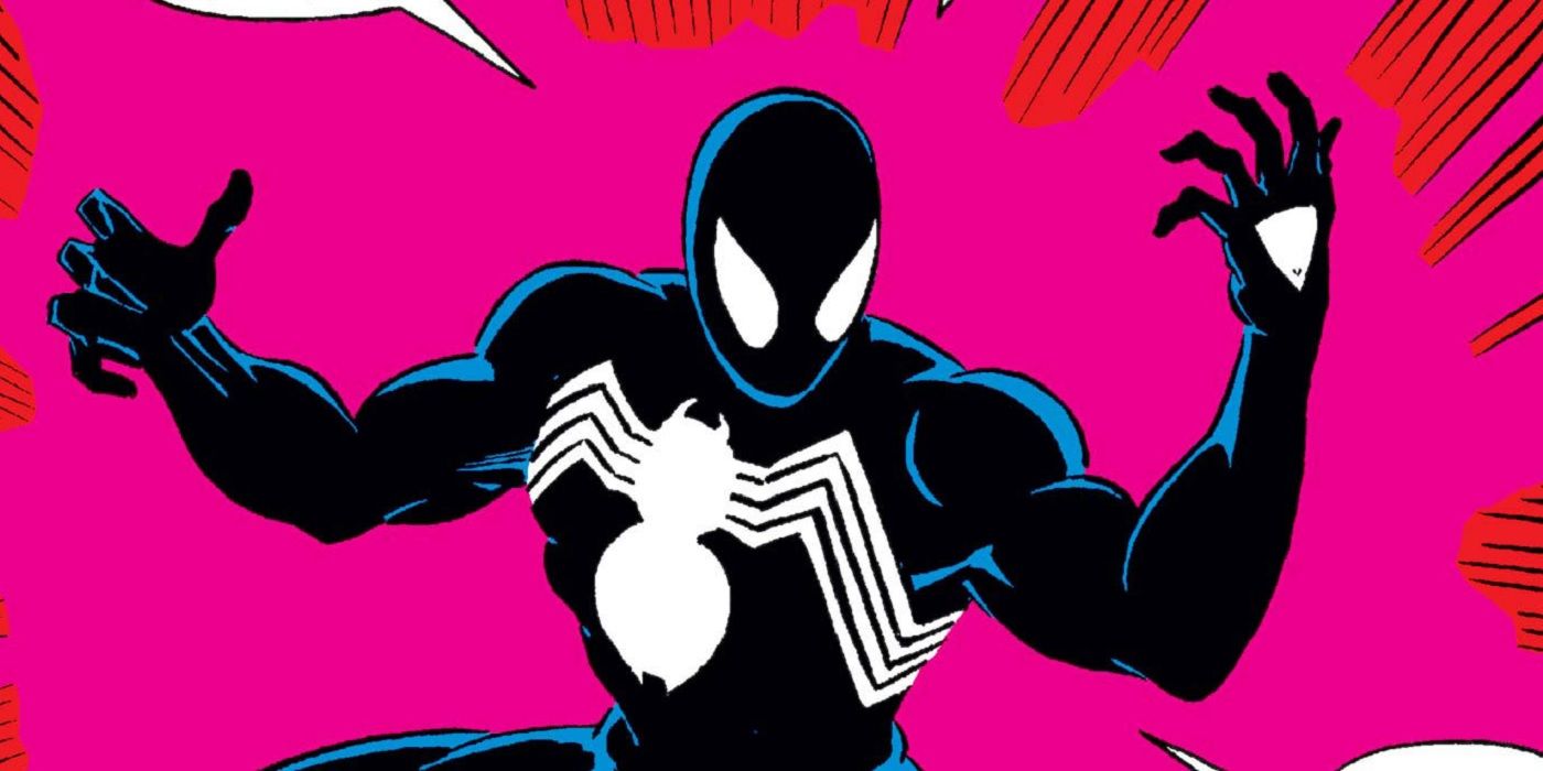 Secret Wars 8 interior art of Black Costume Spider-Man by Michael Zeck header