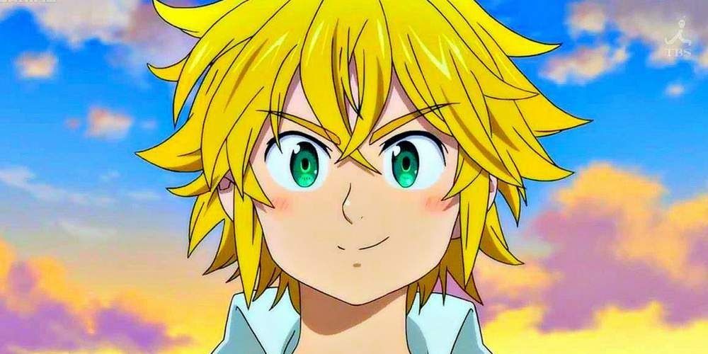Meliodas smiling with the sky in the background
