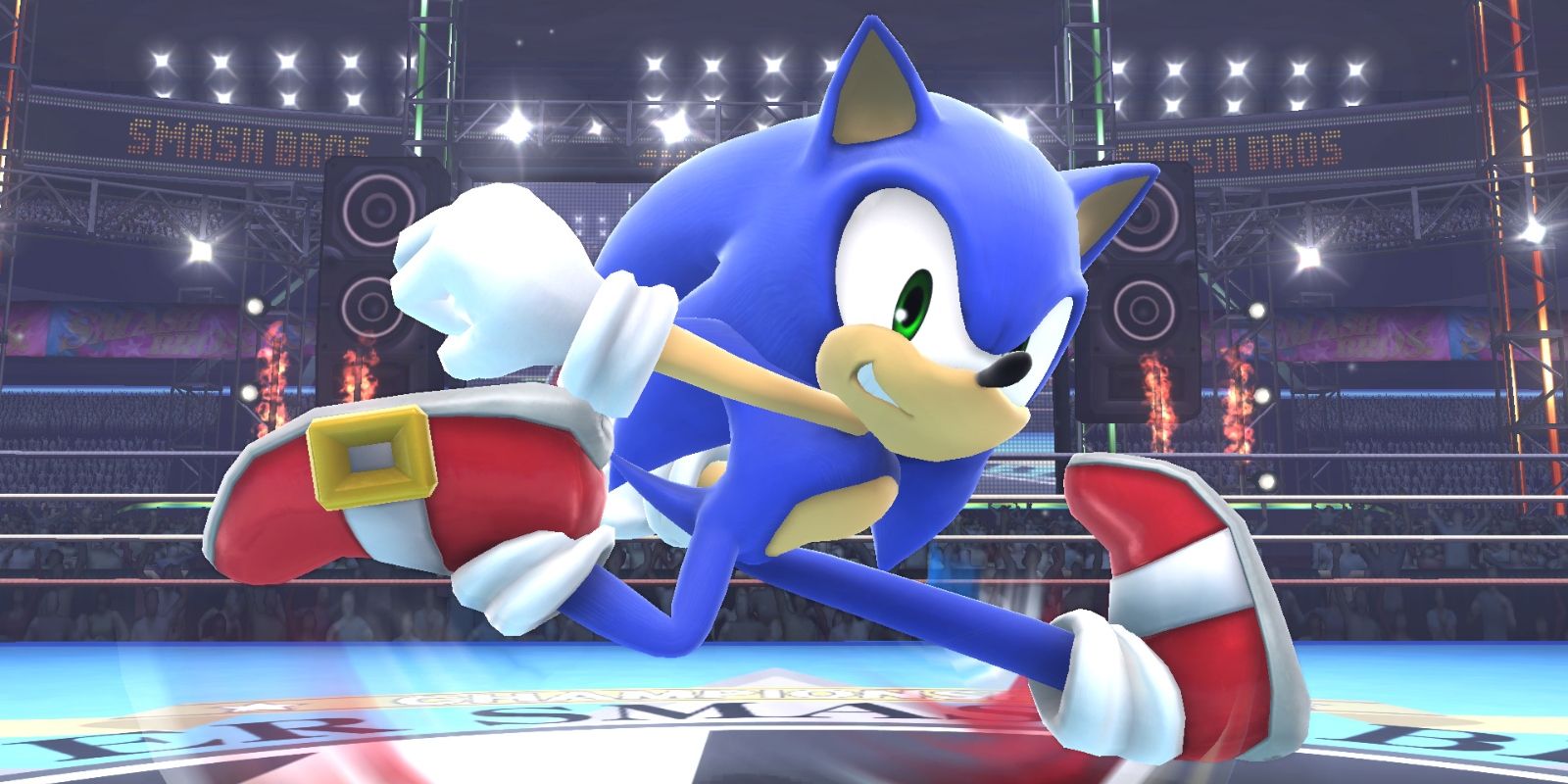 Sonic running in smash bros