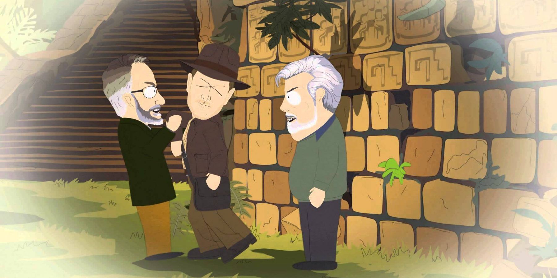 Steven Spielberg and George Lucas beat up George Lucas in South Park