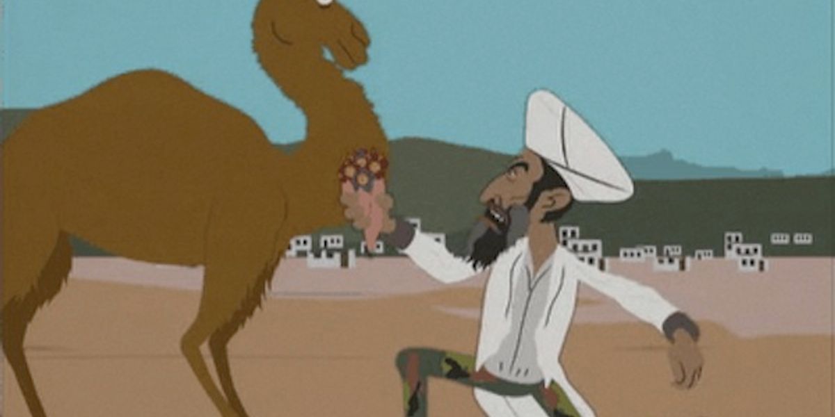Osama Bin Laden romances a camel in South Park