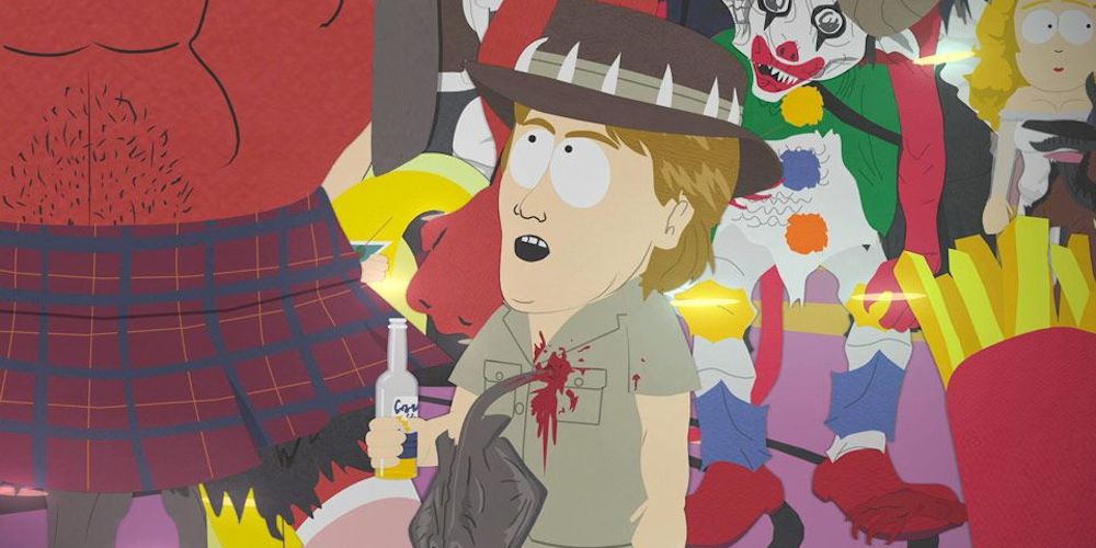 Steve Irwin at Satan's party in South Park
