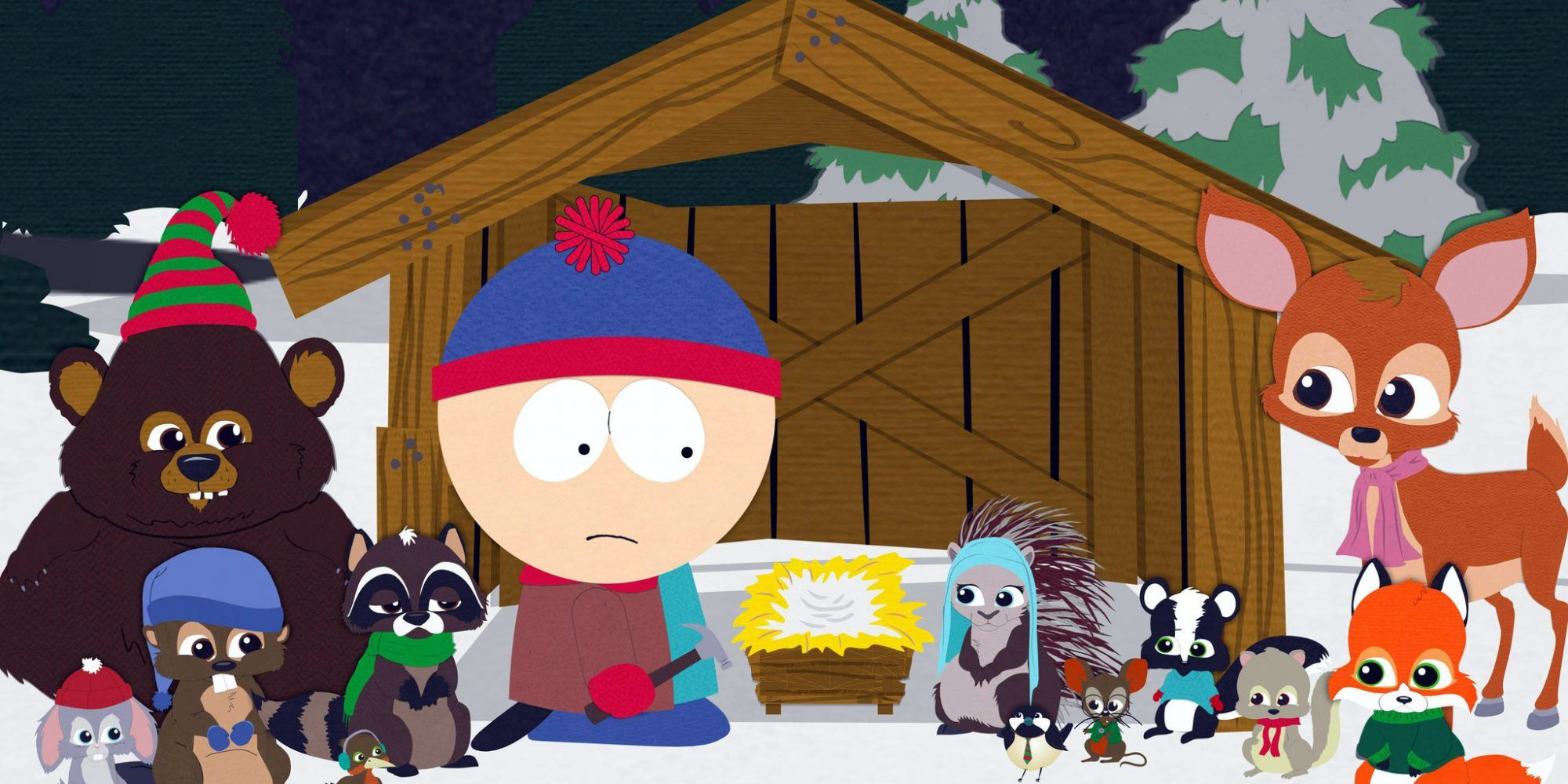 Stan with the murderous woodland critters in South Park