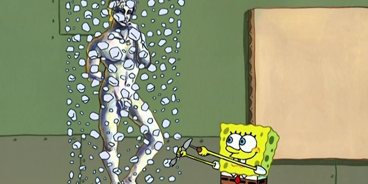 SpongeBob makes art