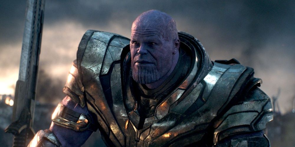 Thanos speaks to Thor, Tony Stark, and Captain America Avengers: Endgame