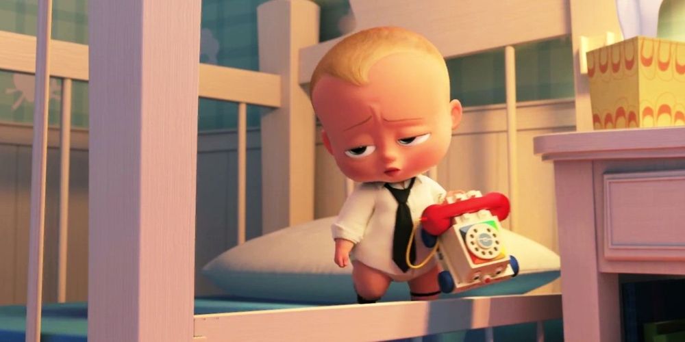 Theodore Templeton on his phone in the Boss Baby movie.