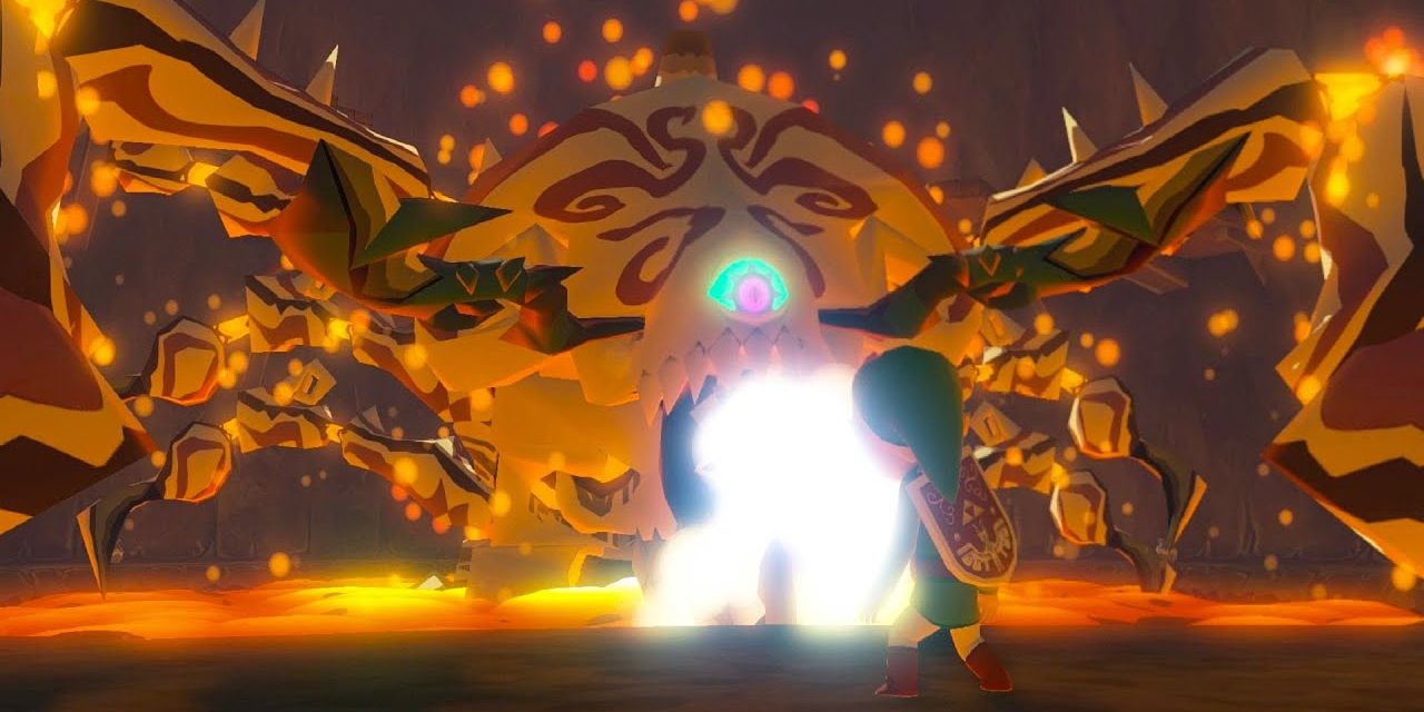 Gohma e Link em The Legend of Zelda: The Wind Waker