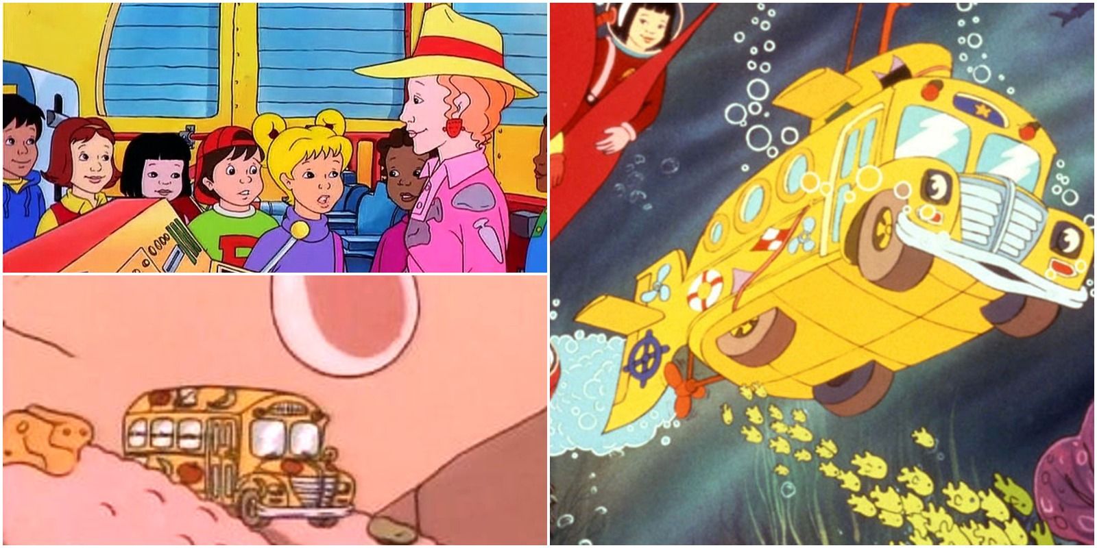 The Magic School Bus under the ocean and being swallowed by Ralphie from the show