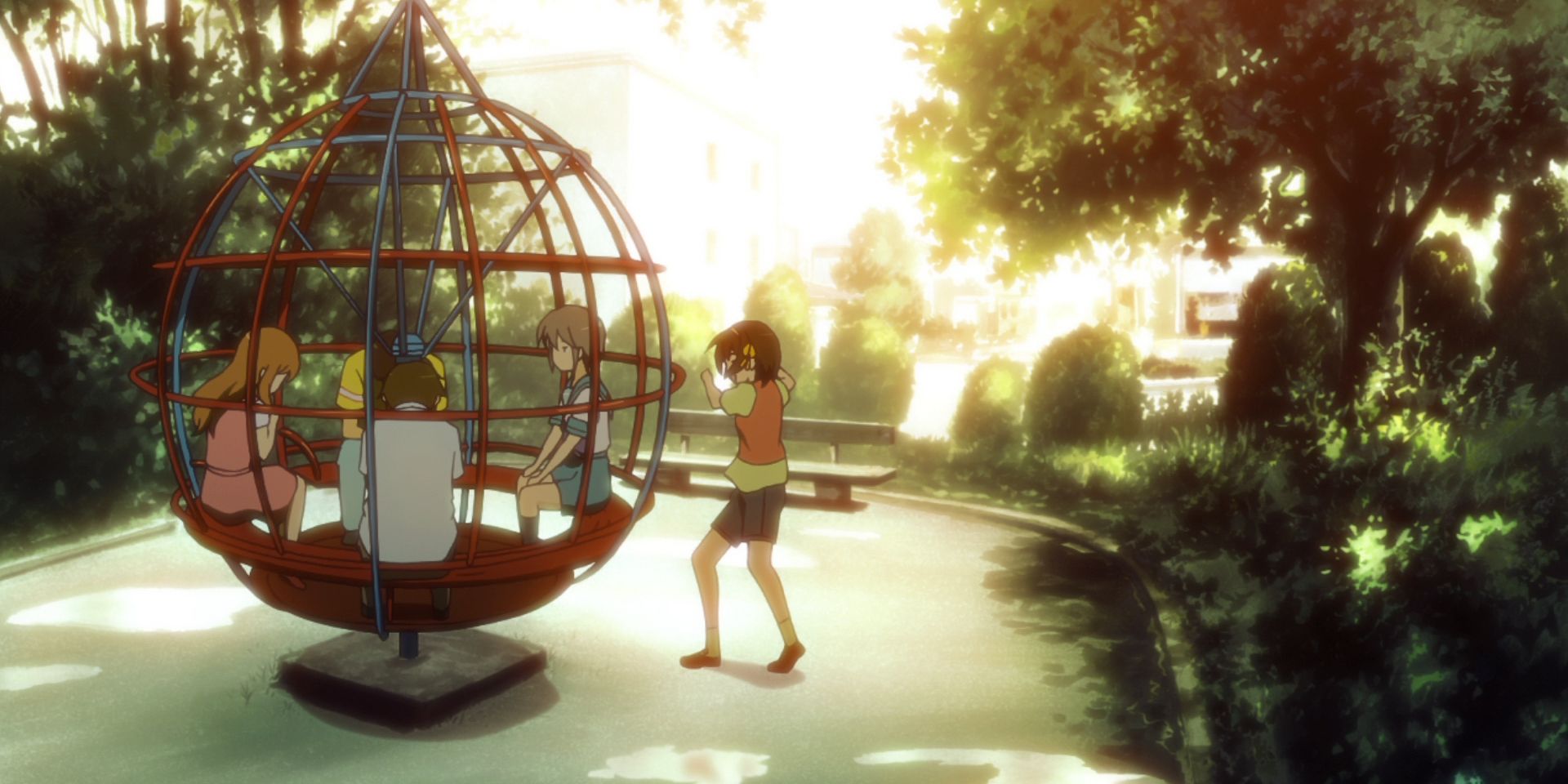 Children on the playground during Endless Eight loop in The Melancholy of Haruhi Suzumiya