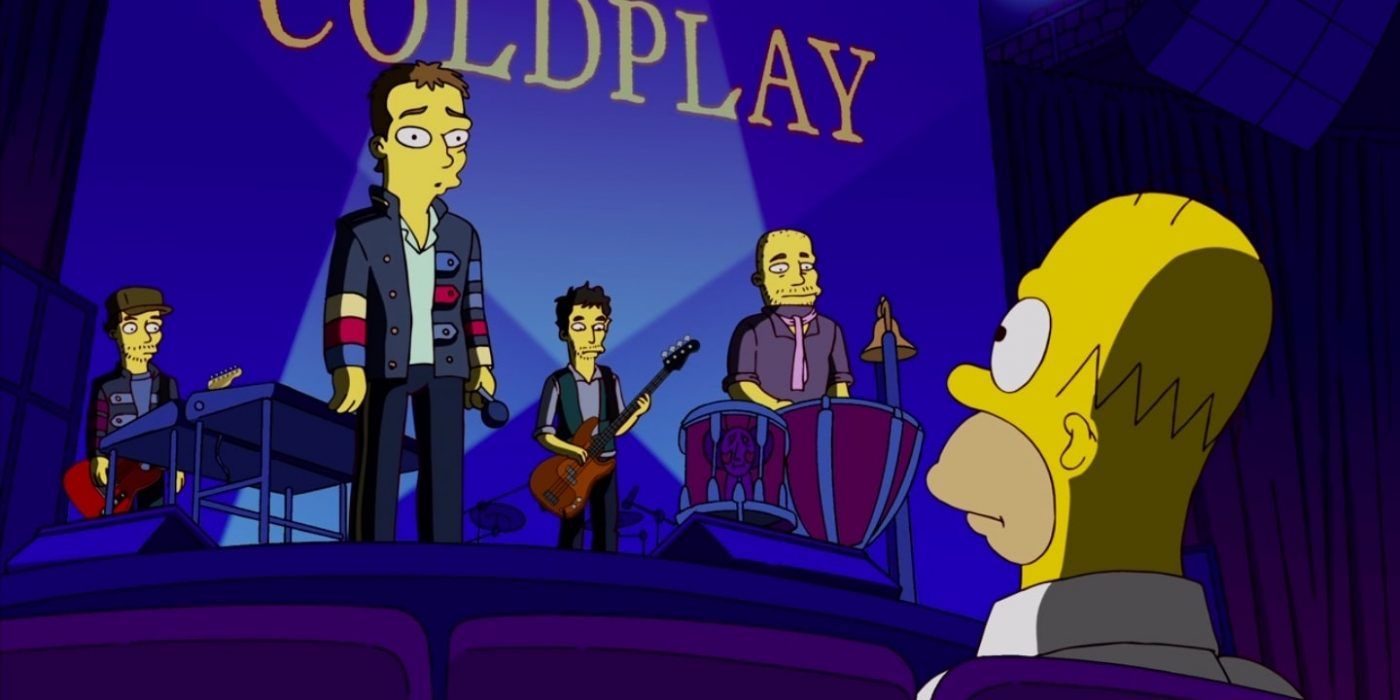 The Simpsons Chris Martin performing for Homer and Bart