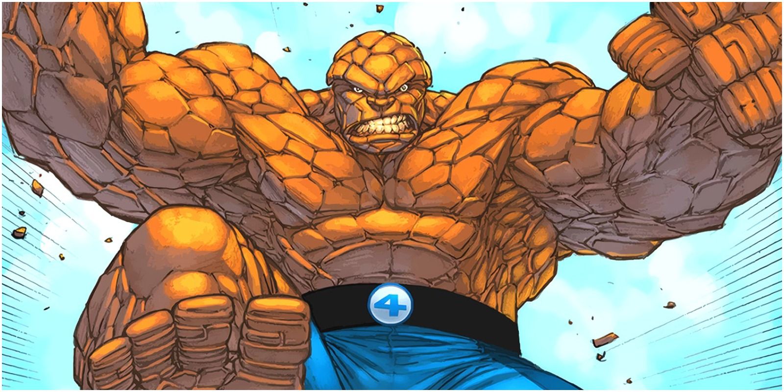 The Thing getting ready to fight with his FF uniform
