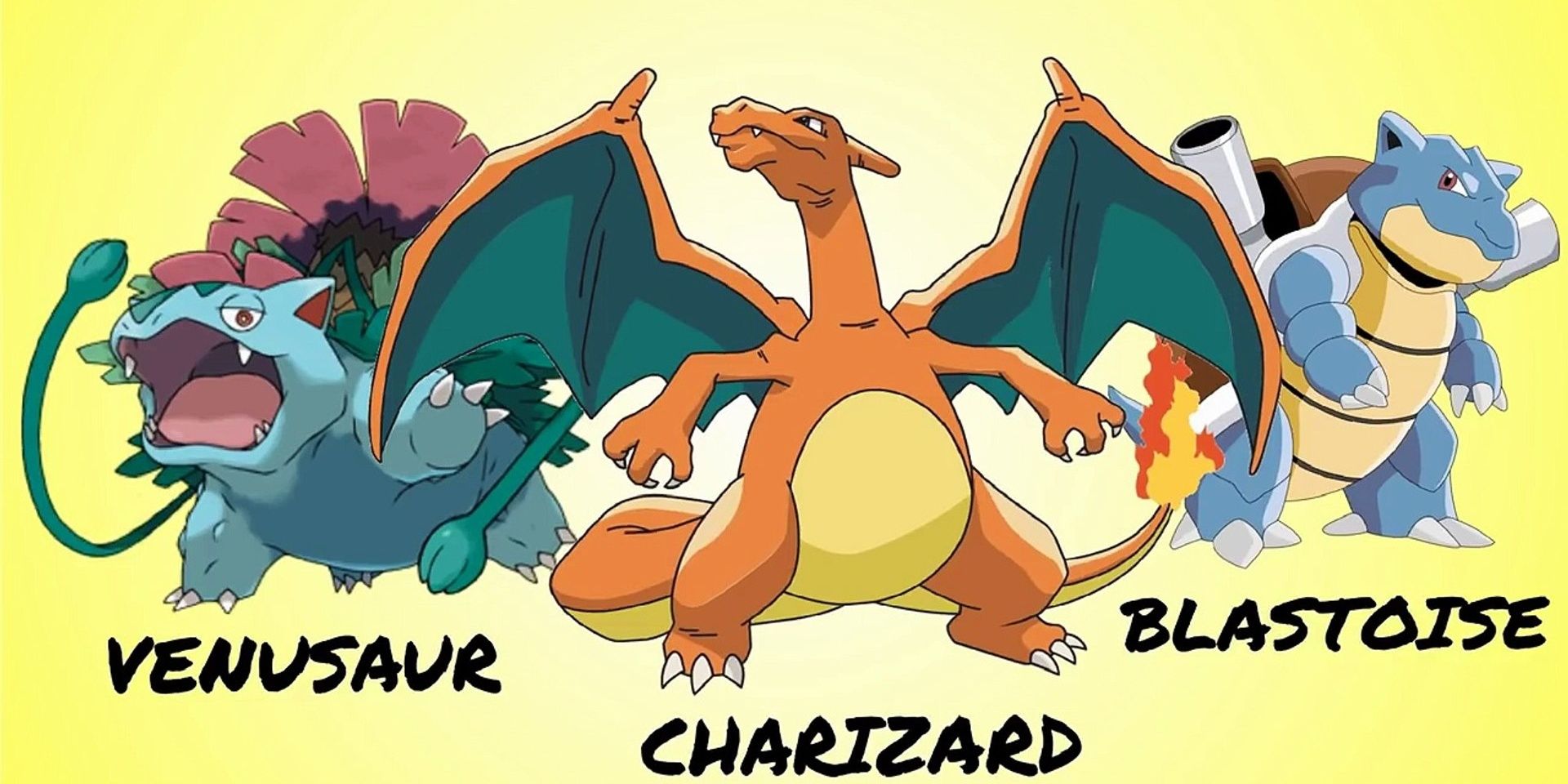 The final evolved forms of the original starters in Pokemon