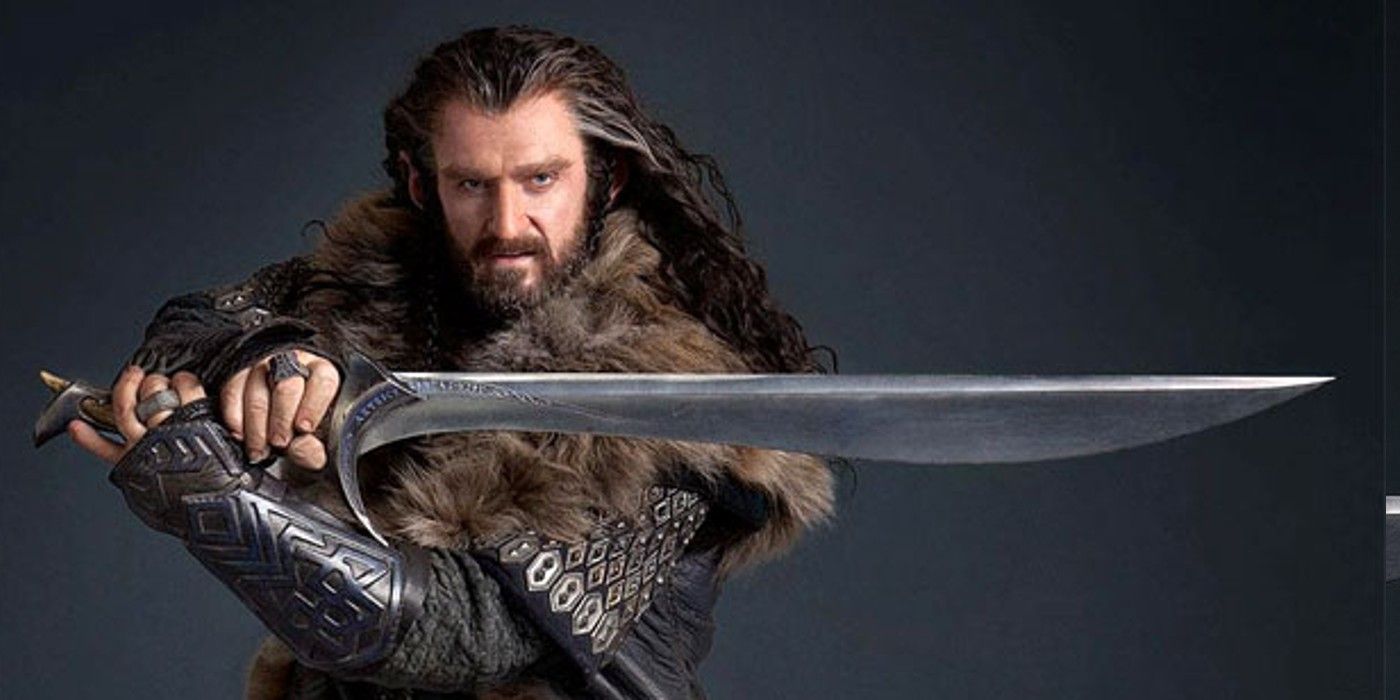 Thorin with Orcrist in The Hobbit promo shoot
