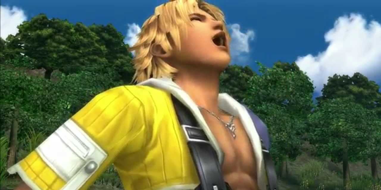 Tidus Laughing in a cutscene in Final Fantasy X