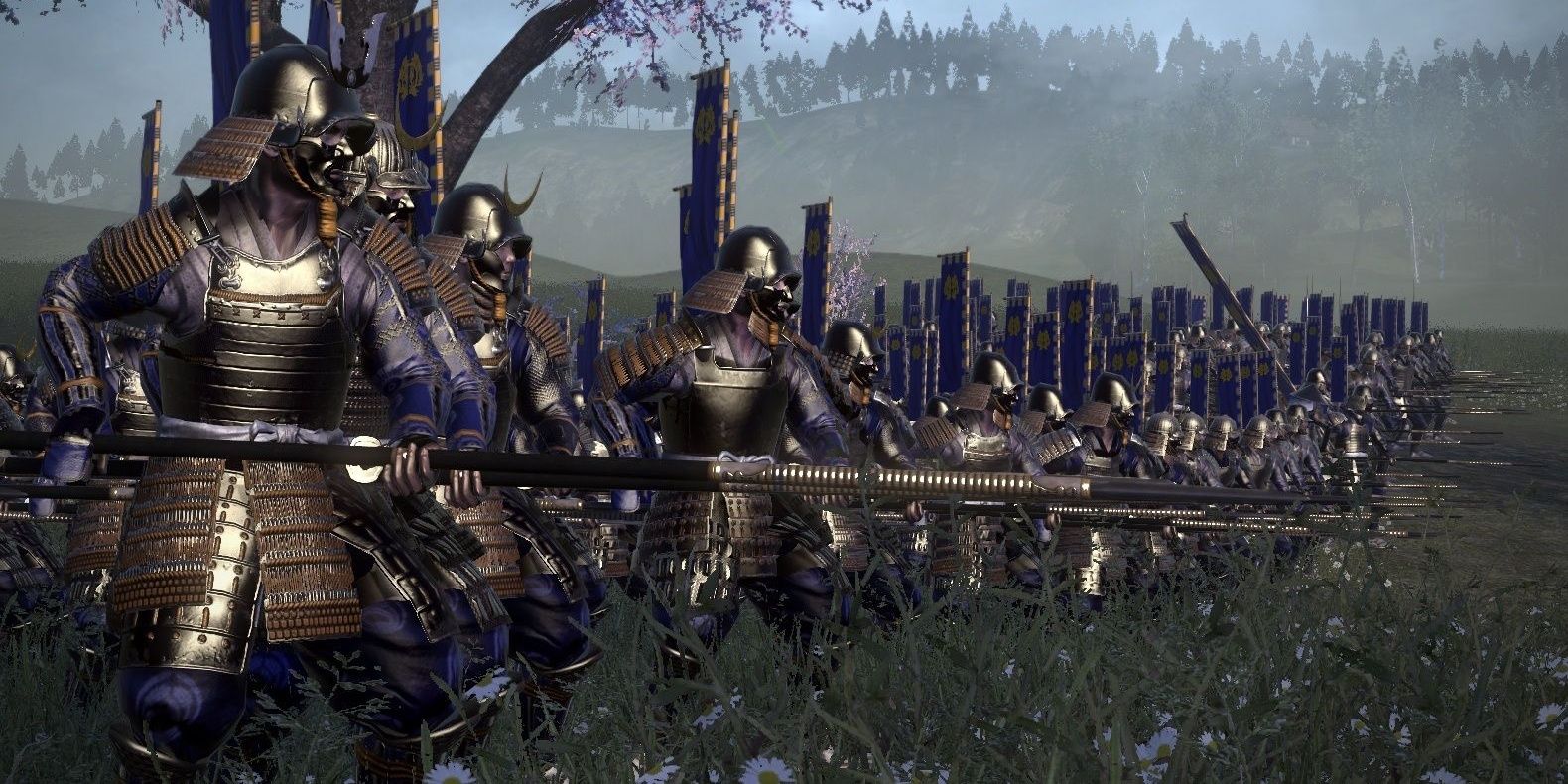 A line of soldiers in Total War: Shogun 2 battle