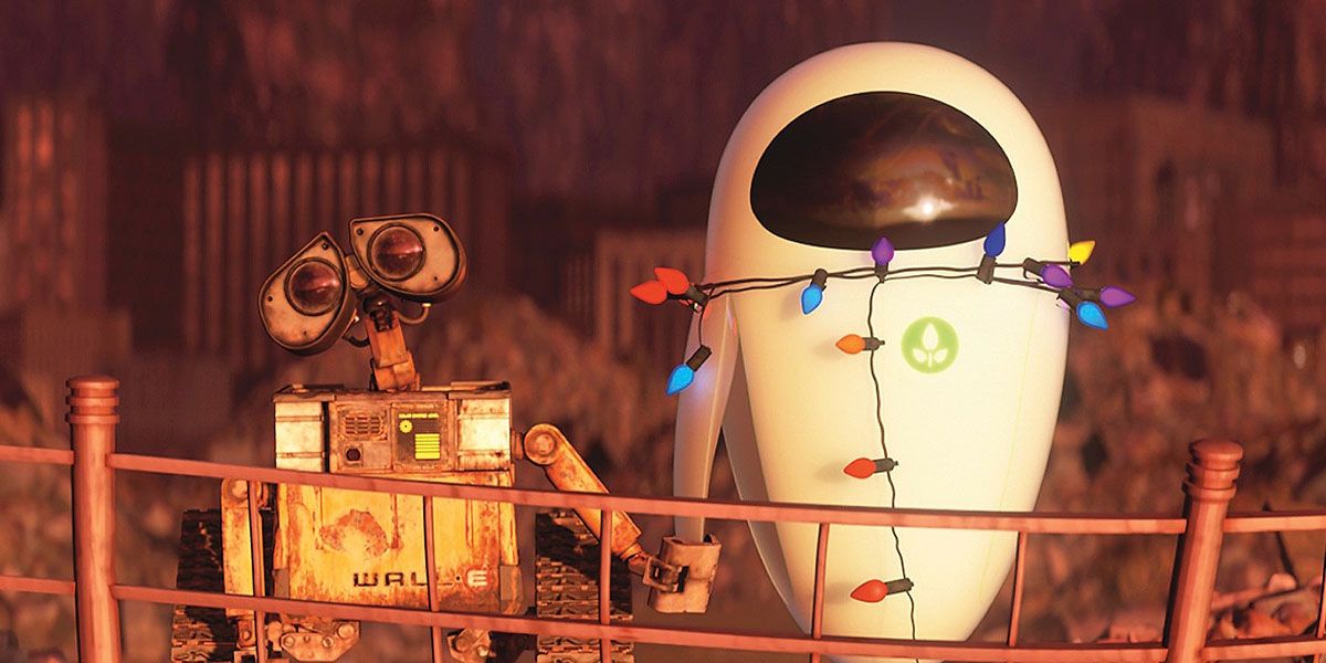 WALL-E And Eve holding hands while Eve is asleep