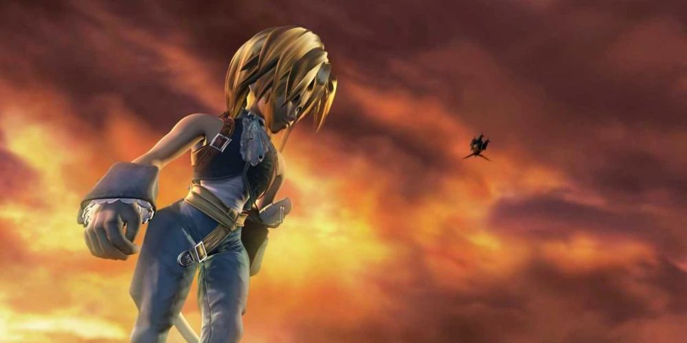 Zidane Tribal outlined against the sky in Final Fantasy XI game
