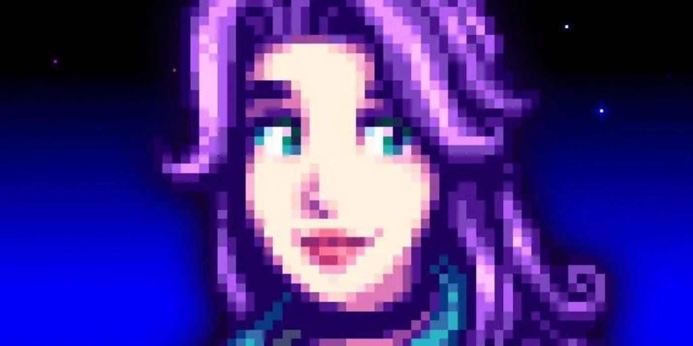 abigail from stardew valley in front of a starry sky