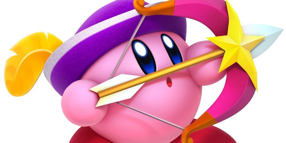 Kirby's Archer Copy Ability Wears A Feather Cap With A Bow And Arrow