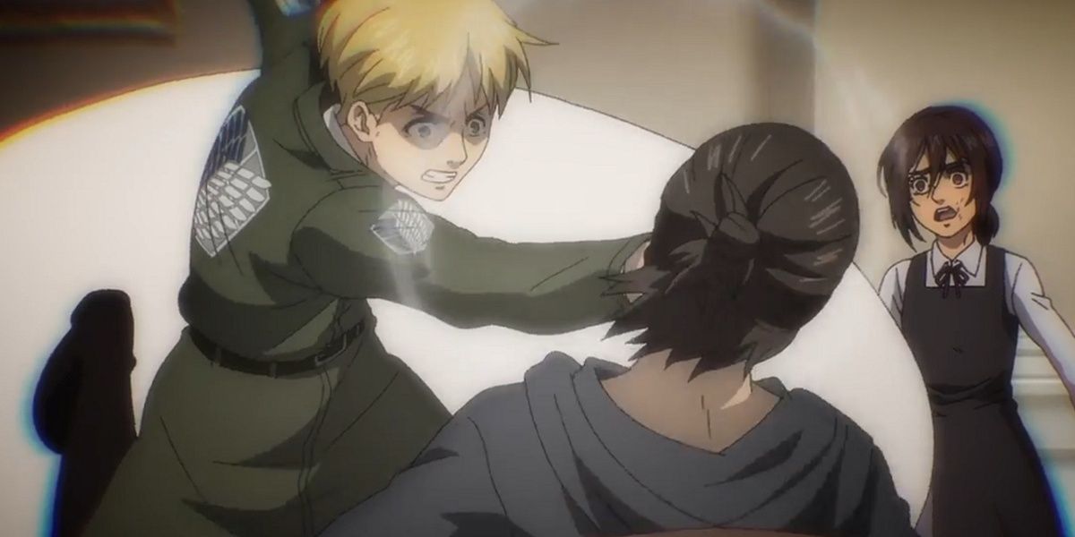 Armin punches Eren during argument - Attack on Titan