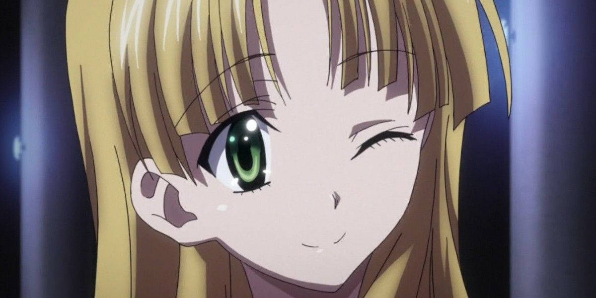 Asia Argento from High School DxD winks.