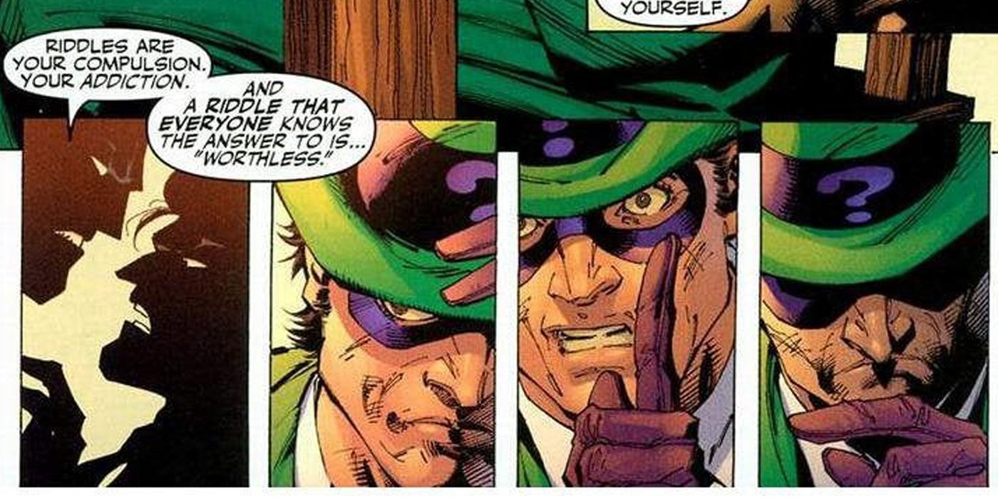 Batman tell Riddler knowing his secret identity is worthless in DC Comics' Batman: Hush