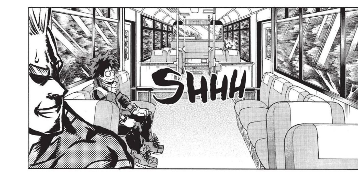 Bakugou, Midoriya and All Might from my hero acadeia on a bus