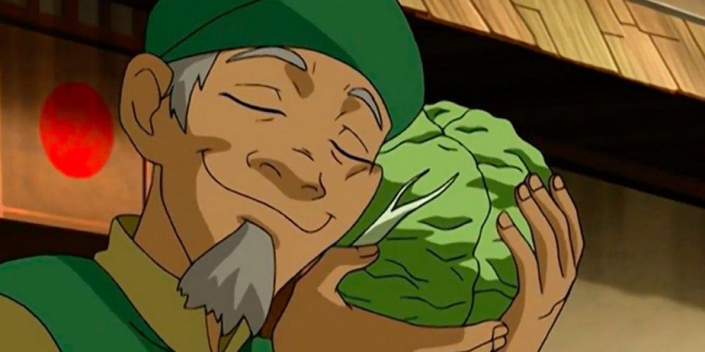 Cabbage man hugging a cabbage