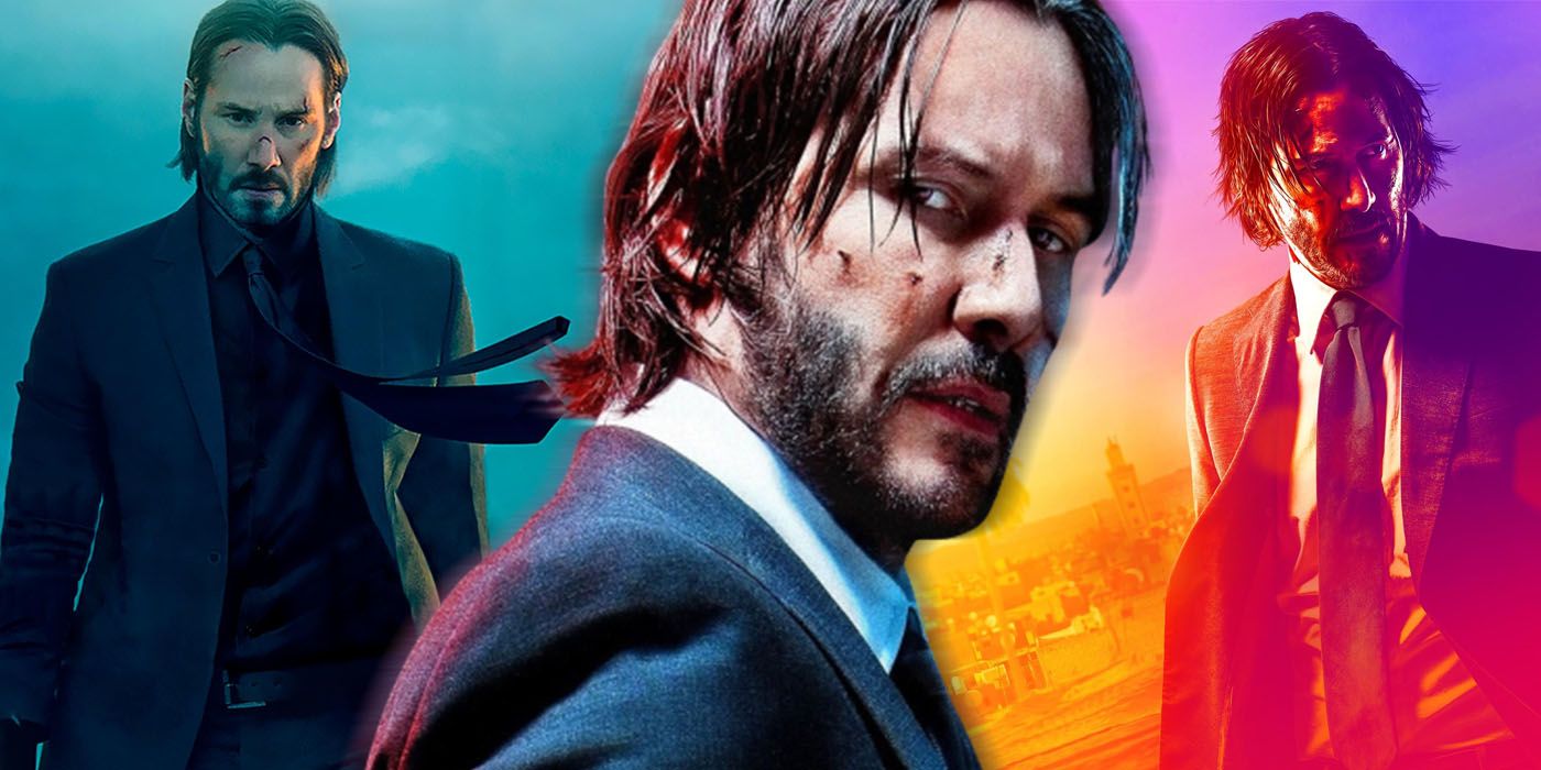 John WIck in front of images from the character from John Wick and Chapter 3.