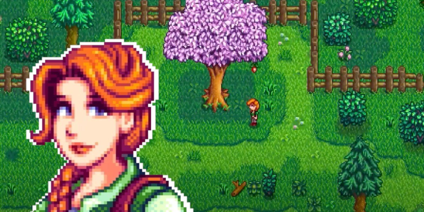 Leah from Stardew Valley with Cindersnap Forest as a backdrop