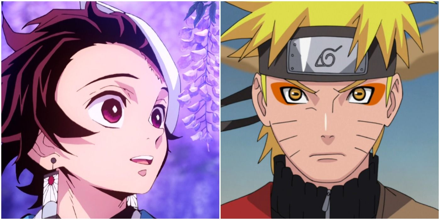 slit image of Tanjiro from Demon Slayer and naruto from Naruto