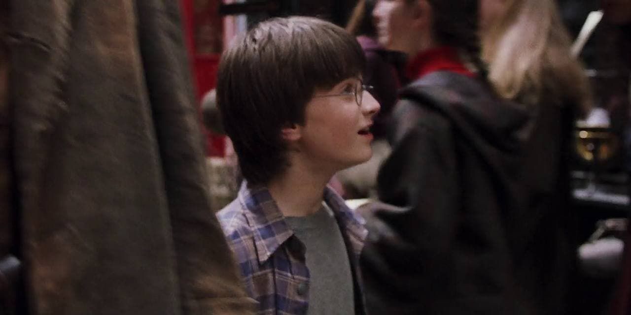 Harry Potter is awe-struck as he enters Diagon Alley in the Sorcerer's Stone
