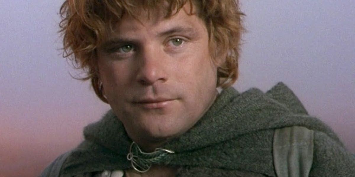 Samwise Gamgee against a sunset in The Lord of the Rings.
