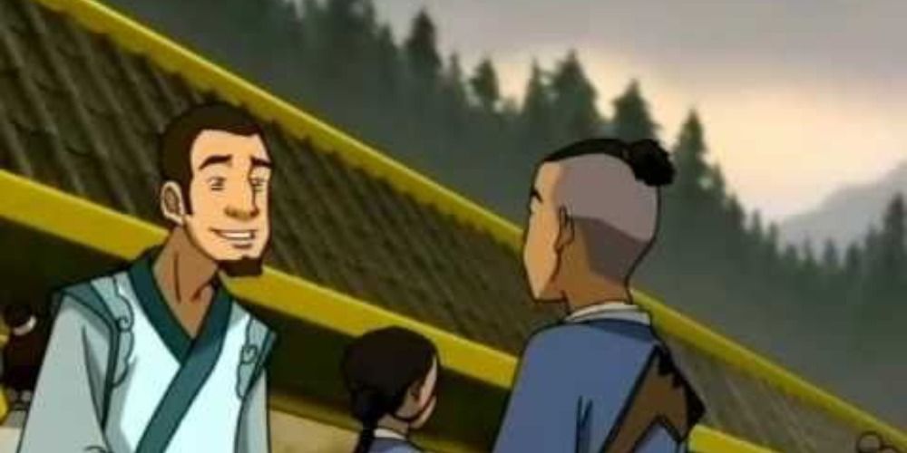 Sokka arguing with a villager