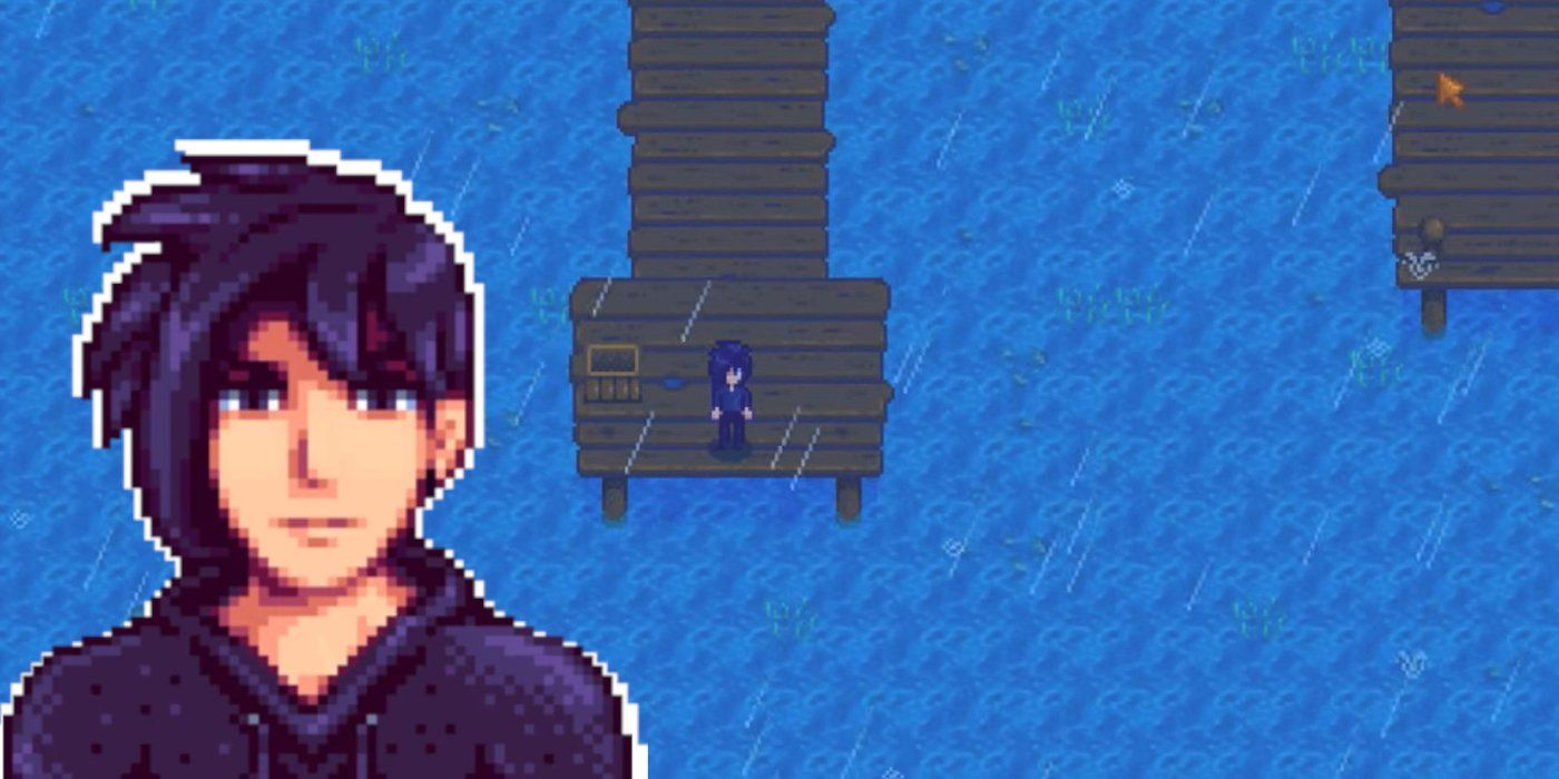 sebastian from stardew valley with the ocean as a backdrop